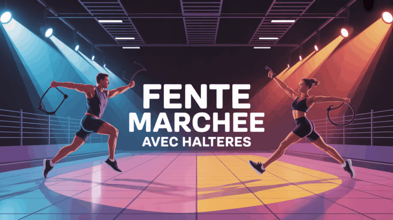 fente marchee avec halteres homme femme salle de sport