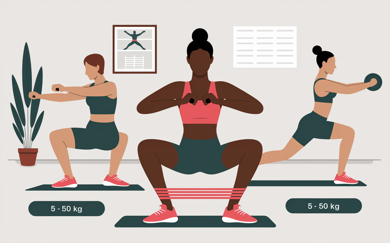 exercices squats gym avec elastique resistance