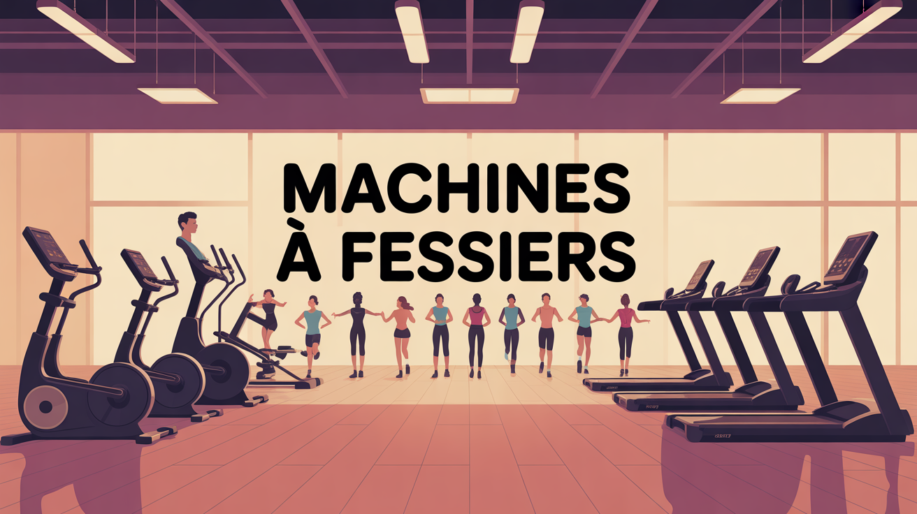 Vue d ensemble machines a fessiers salle de sport moderne