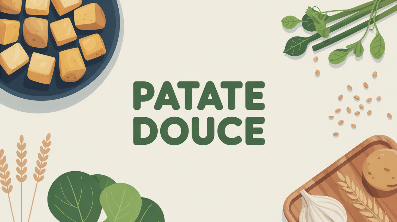 Plat sain cubes patate douce vapeur legumes verts graines