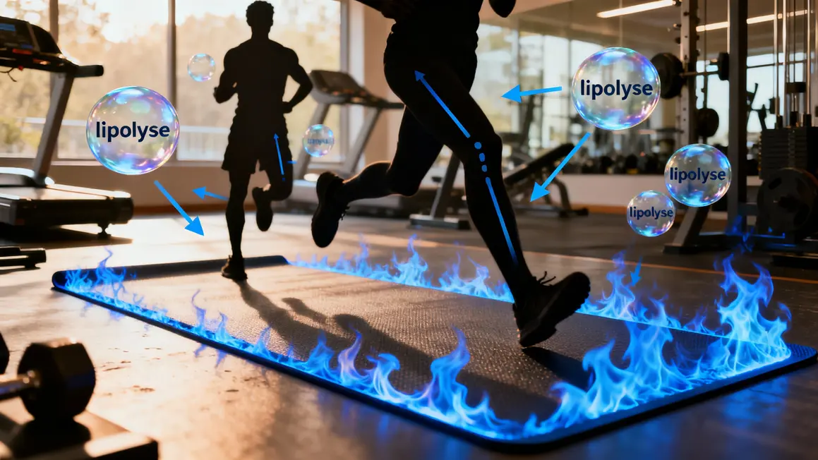 Schéma thermogenèse lipolyse brûleur de graisse silhouettes tapis