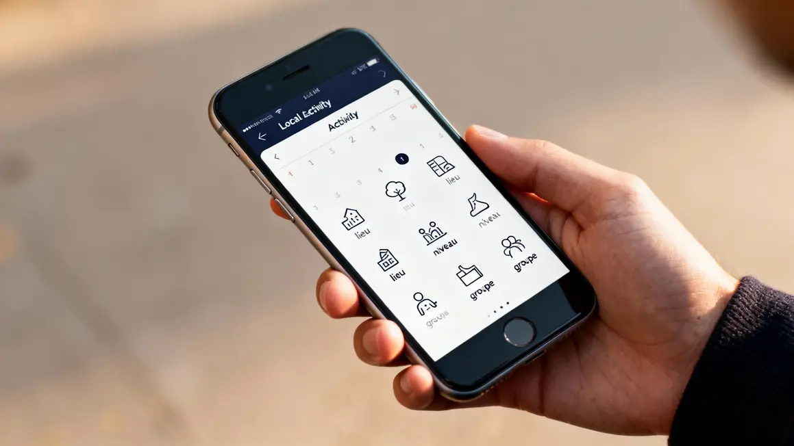 interface mobile calendrier activites sportives locale