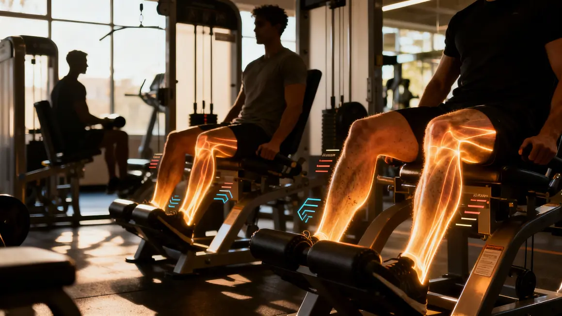 salle sport machines musculation jambes guidage