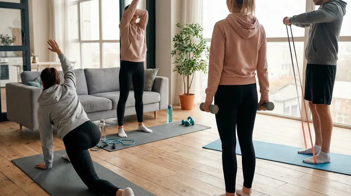 groupe exercices maison perdre du poids salle lumineuse