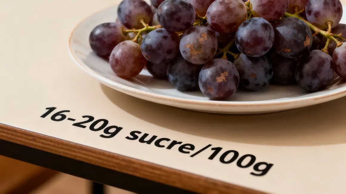 raisin frais 16-20g sucre nutrition photorealiste