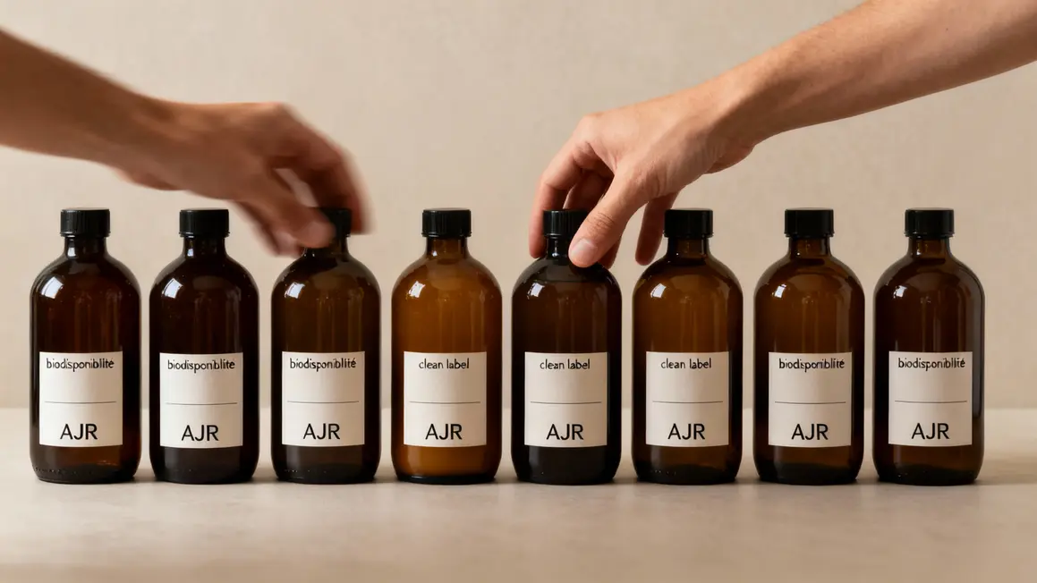 Flacons complements multivitamines selection clean label biodisponibilite