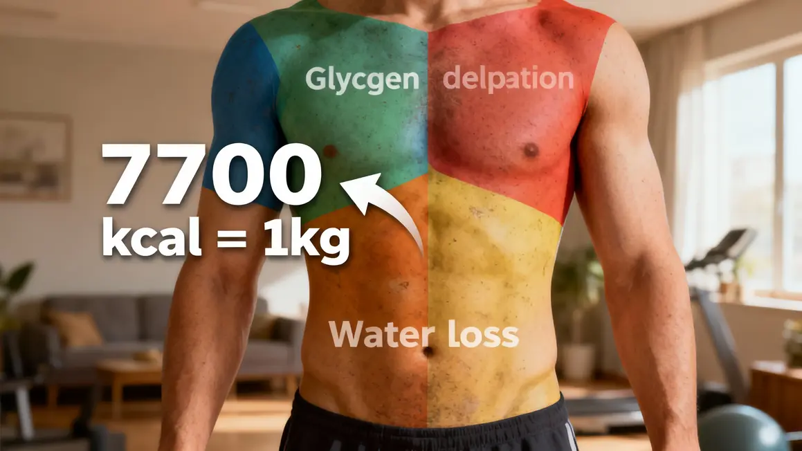 Schéma perte de glycogène eau perte 10 kilos