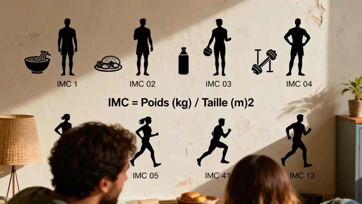 Tableau IMC silhouettes calcul perte de poids nutrition sport