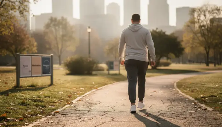 Personne active marche parc motivation perte de poids