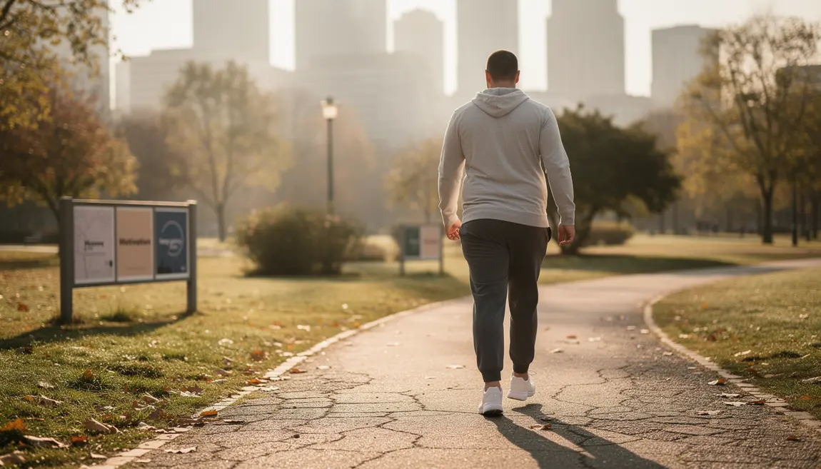 Personne active marche parc motivation perte de poids