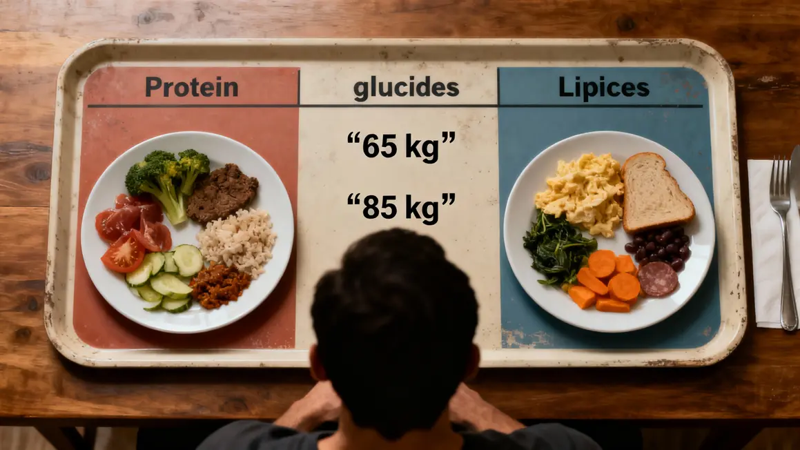 Plateau repas prise de masse portions 65 kg 85 kg, assiettes