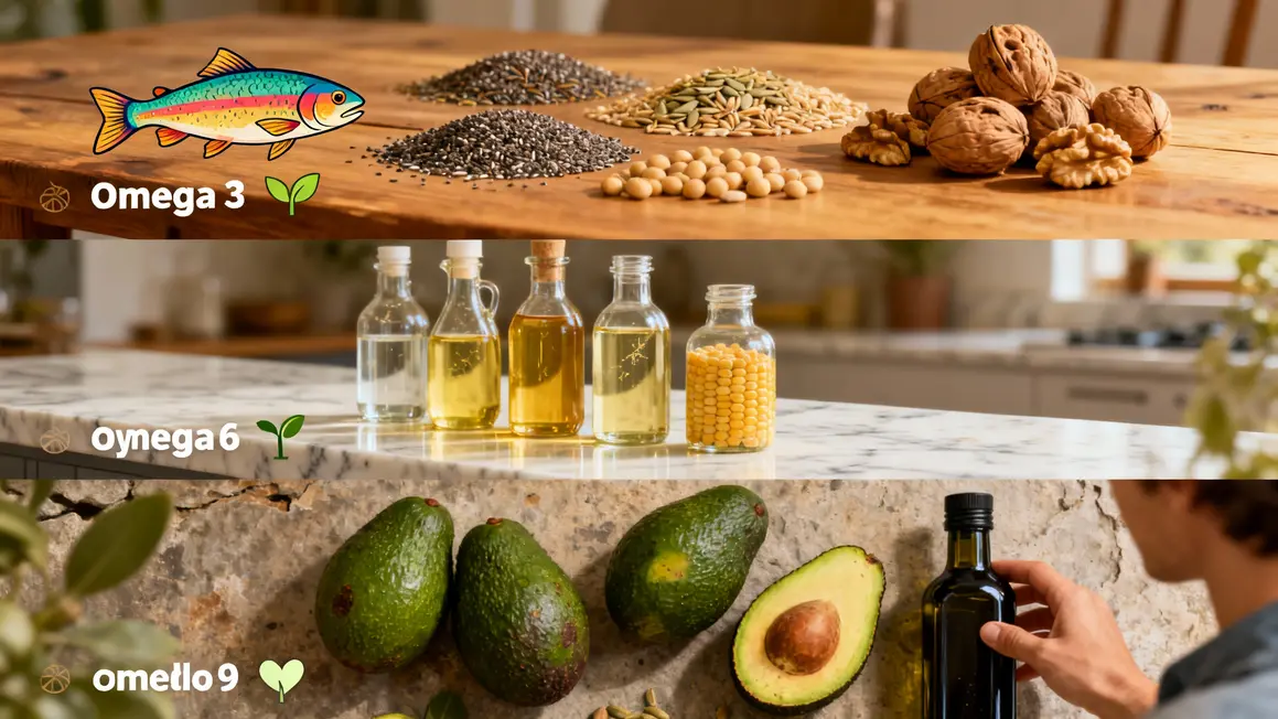 Illustration des sources omega 3 6 9