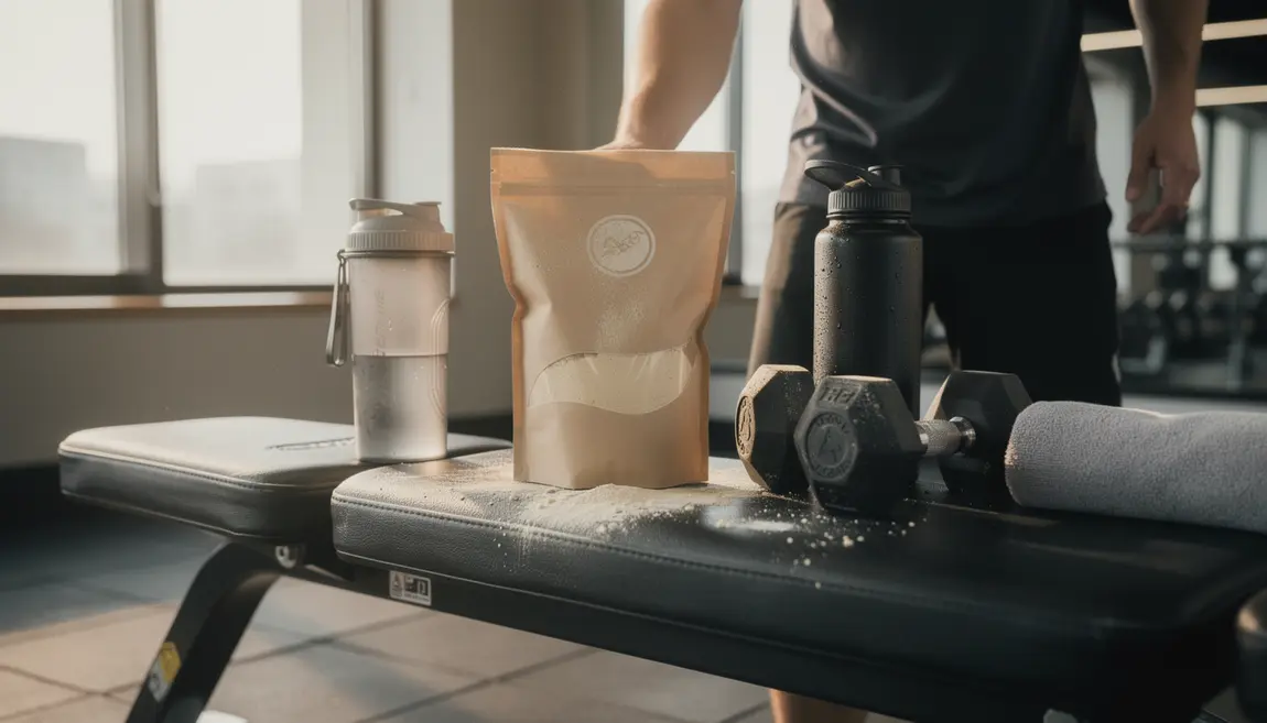 boisson protéinée whey gold standard optimum nutrition sur table de sport