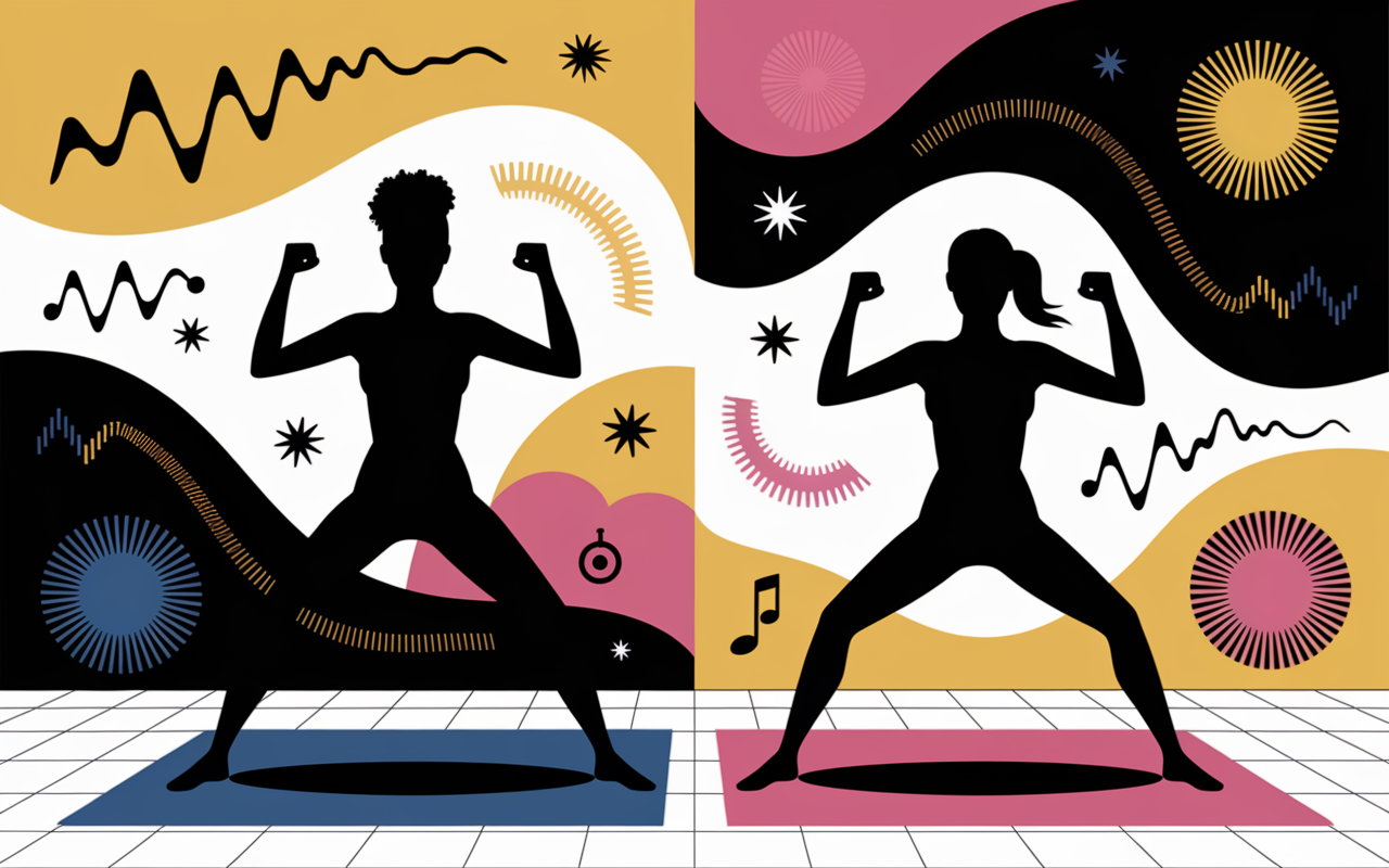 fitness en musique deux personnes exercice