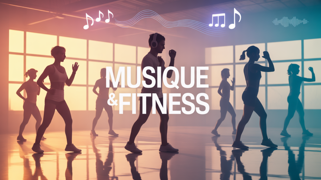 fitness en musique silhouettes entrainement salle sport