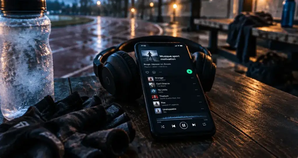 Musique sport motivation : téléphone et casque pour l’entraînement