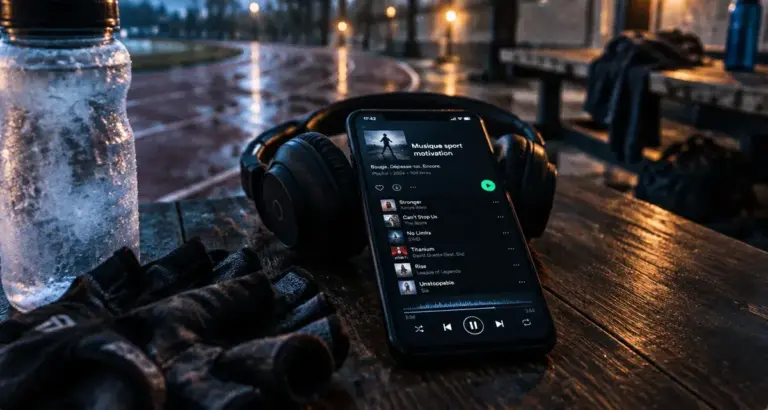 Musique sport motivation : téléphone et casque pour l’entraînement