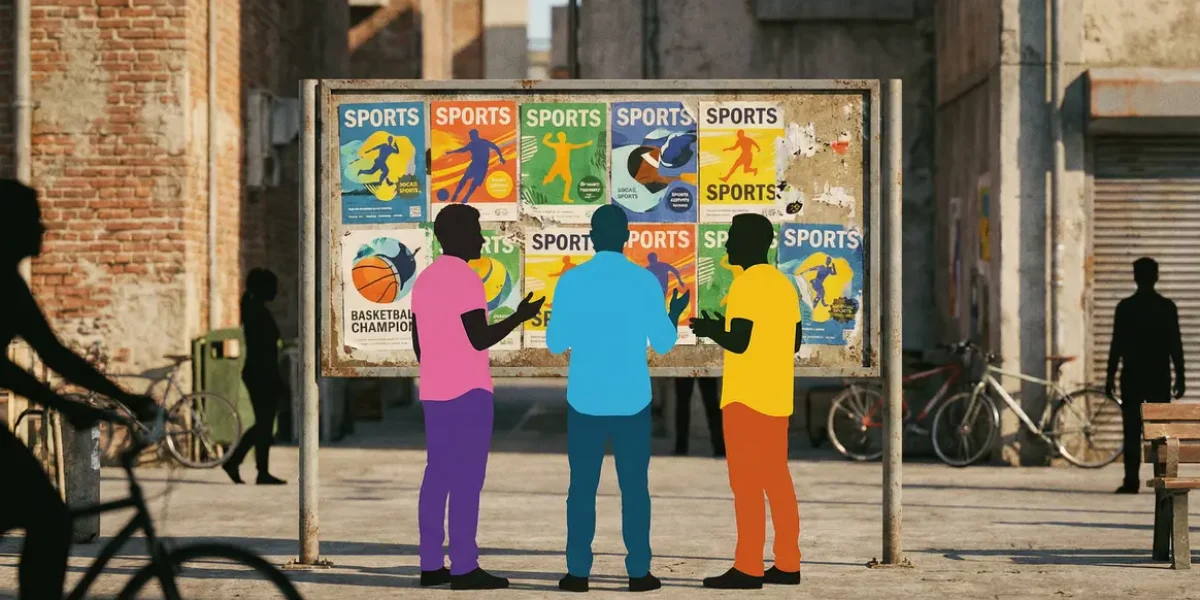 adulte actif devant panneau activites sportives locales