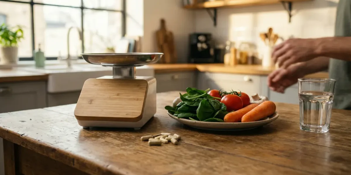 Vue moderne balance compléments alimentaires brûleur de graisse sans sport
