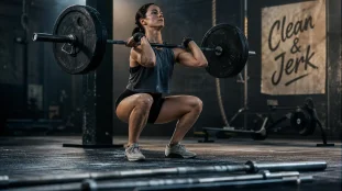 Clean and jerk crossfit : power clean + front rack en box