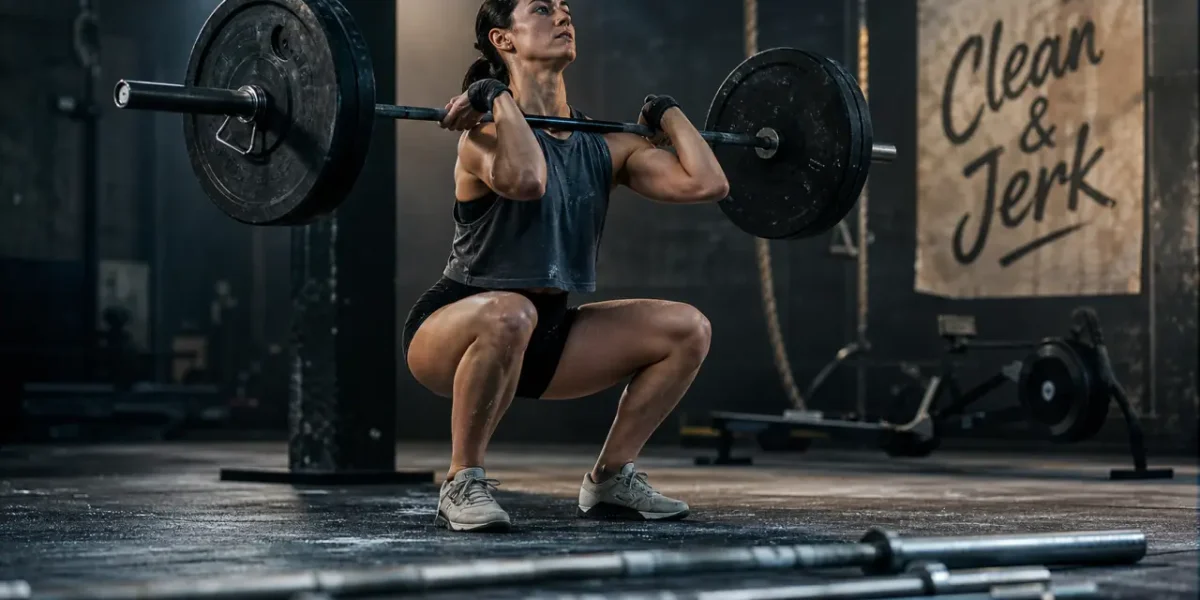 Clean and jerk crossfit : power clean + front rack en box