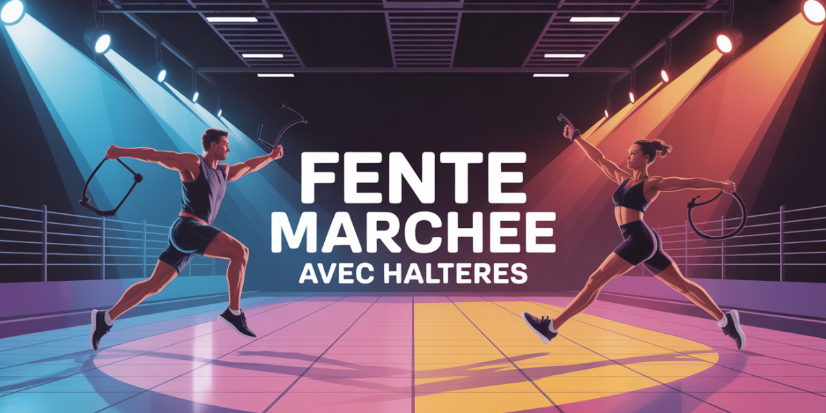 fente marchee avec halteres homme femme salle de sport