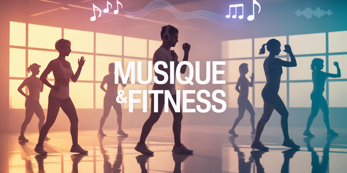 fitness en musique silhouettes entrainement salle sport