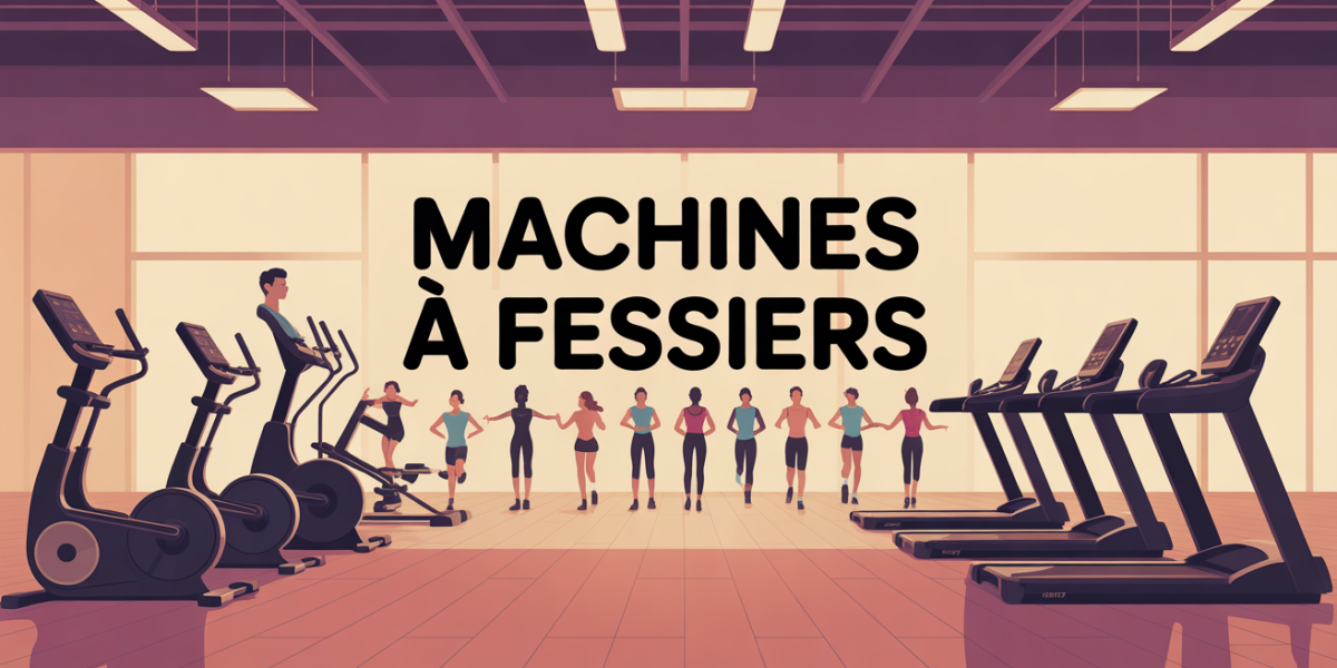 Vue d ensemble machines a fessiers salle de sport moderne