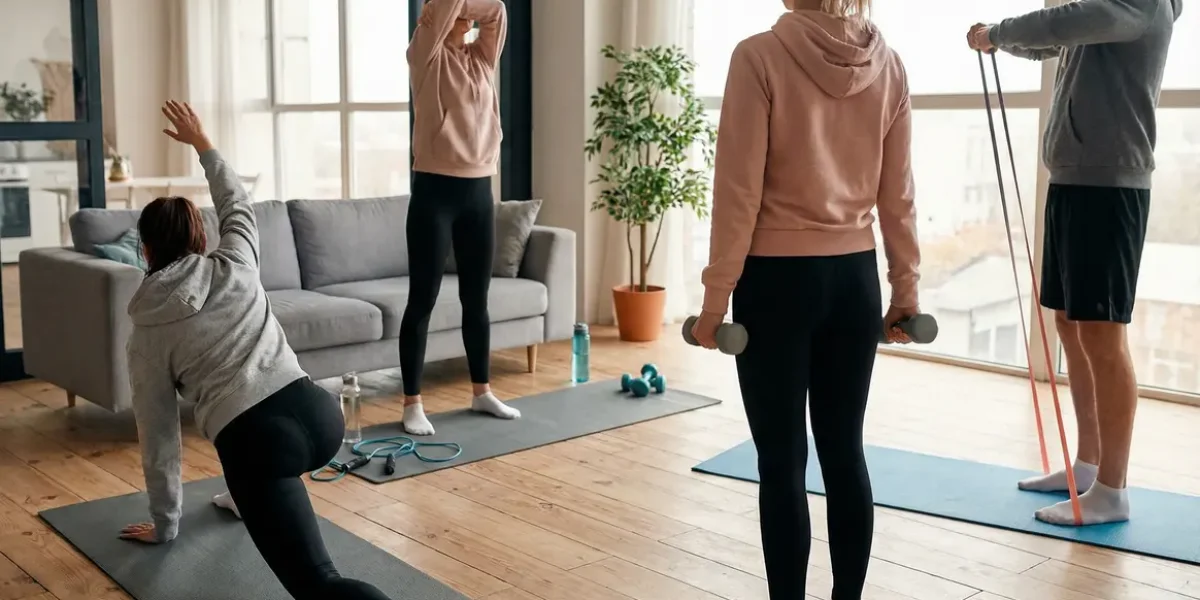 groupe exercices maison perdre du poids salle lumineuse