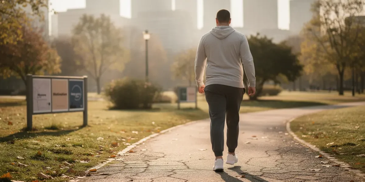 Personne active marche parc motivation perte de poids