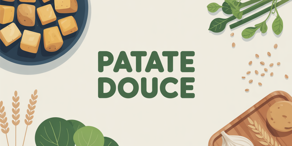 Plat sain cubes patate douce vapeur legumes verts graines